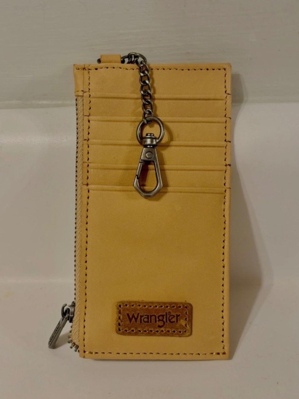 Wrangler Leather Wallet Card Holder Case Western Cowboy Clutch Wristlet w/ Chain